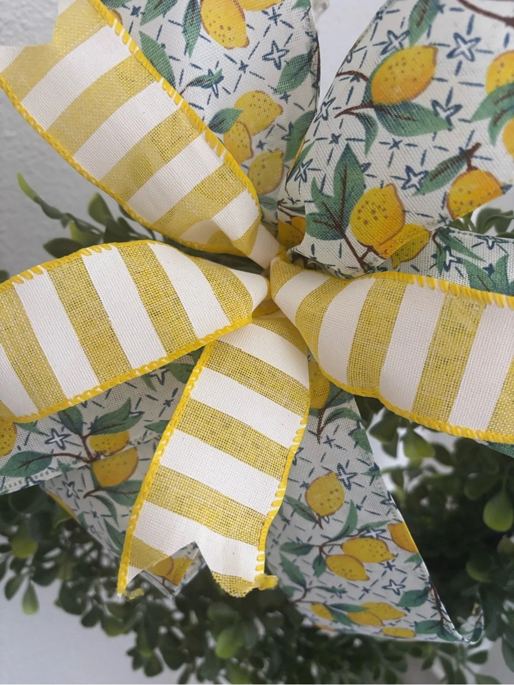 Yellow Lemon Rustic Farmhouse Bow Handmade 5” Hurricane DIY Wreath Final Sal